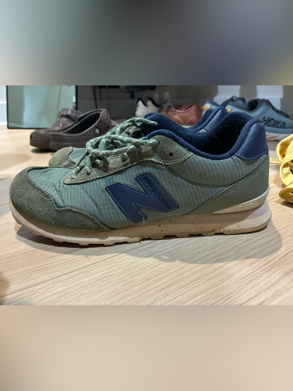 New Balance Olive Green and Navy Men's Athletic Sneakers